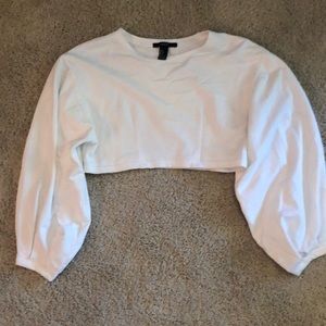 White Long Sleeve Crop Top